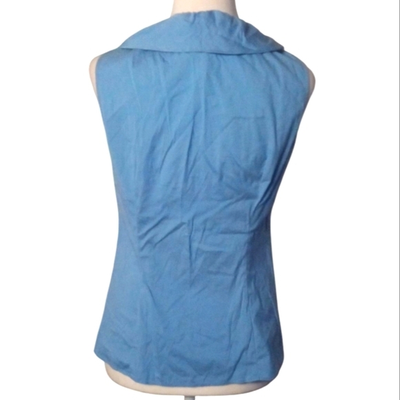 Lafayette 148 Sleeveless Ruffle Neck Blouse Button Front Cotton Blend Size 2 - Picture 4 of 8